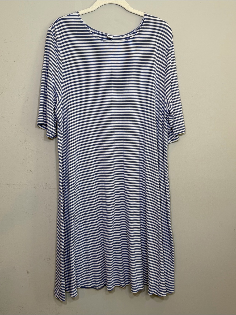 Old Navy blue white stripes elbow sleeve knee length swing dress size XL